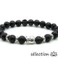 bracelet bouddha argenté pierre de lave 8mm 19cm selection-zen