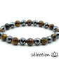 Bracelet œil de tigre jaune et hématite à facettes 8mm 19cm selection-zen