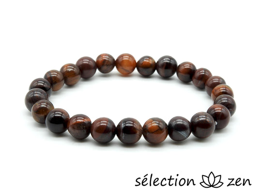 bracelet oeil de tigre rouge 8mm 19cm selection-zen