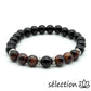 bracelet 8mm oeil de tigre rouge et onyx noir brillant 18cm selection-zen