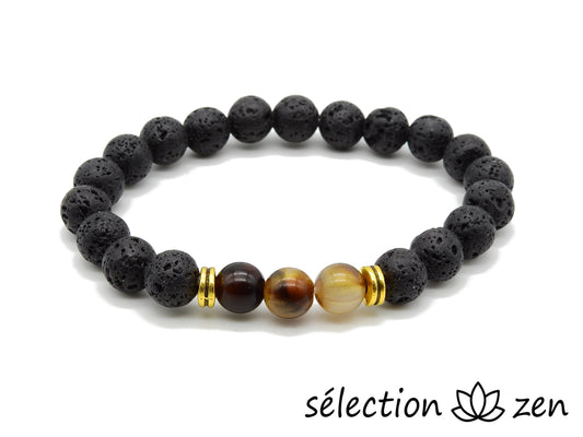 bracelet 8mm agate marron et pierre de lave selection-zen