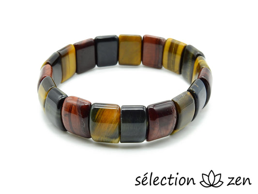 bracelet large oeil de tigre jaune rouge et bleu selection-zen