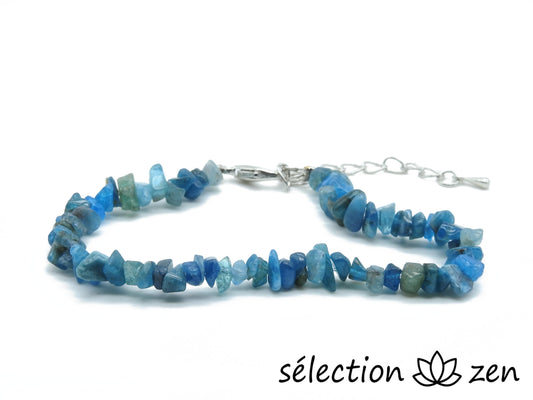 bracelet réglable argenté pierres irrégulières apatite selection-zen