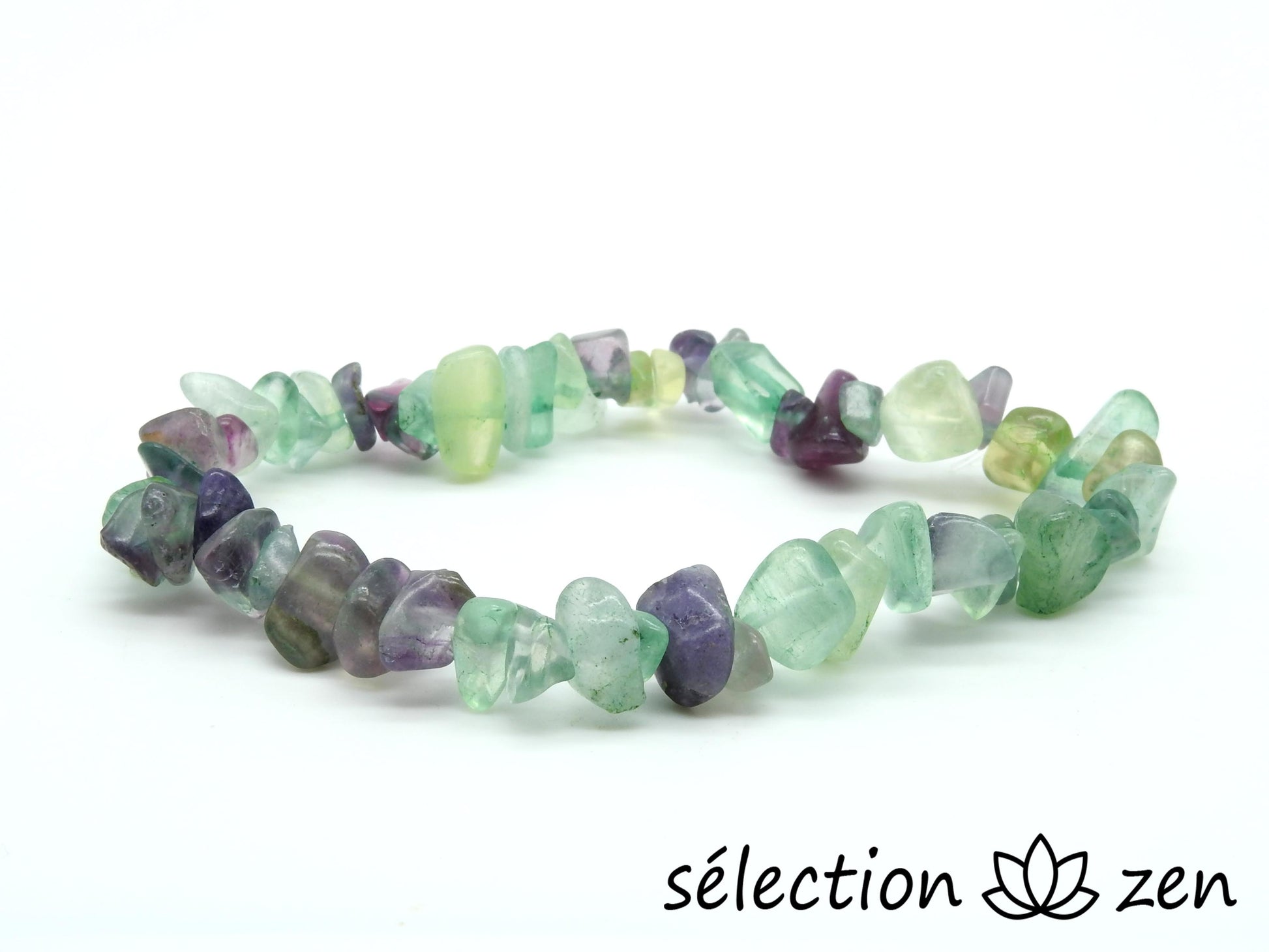 selection-zen bracelet pierres irrégulières fluorite 17cm
