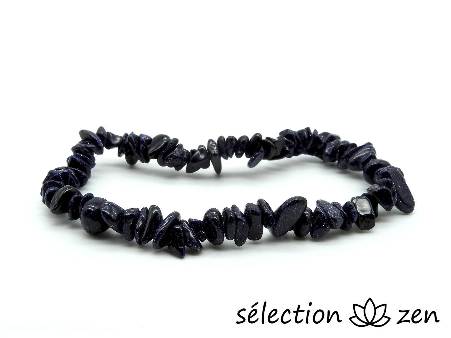 selection-zen bracelet pierres irrégulières 17cm pierre de sable bleu