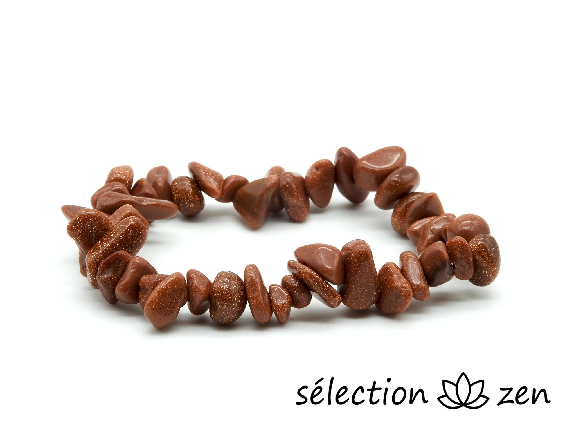 selection-zen bracelet pierres irrégulières 16cm pierre de sable marron