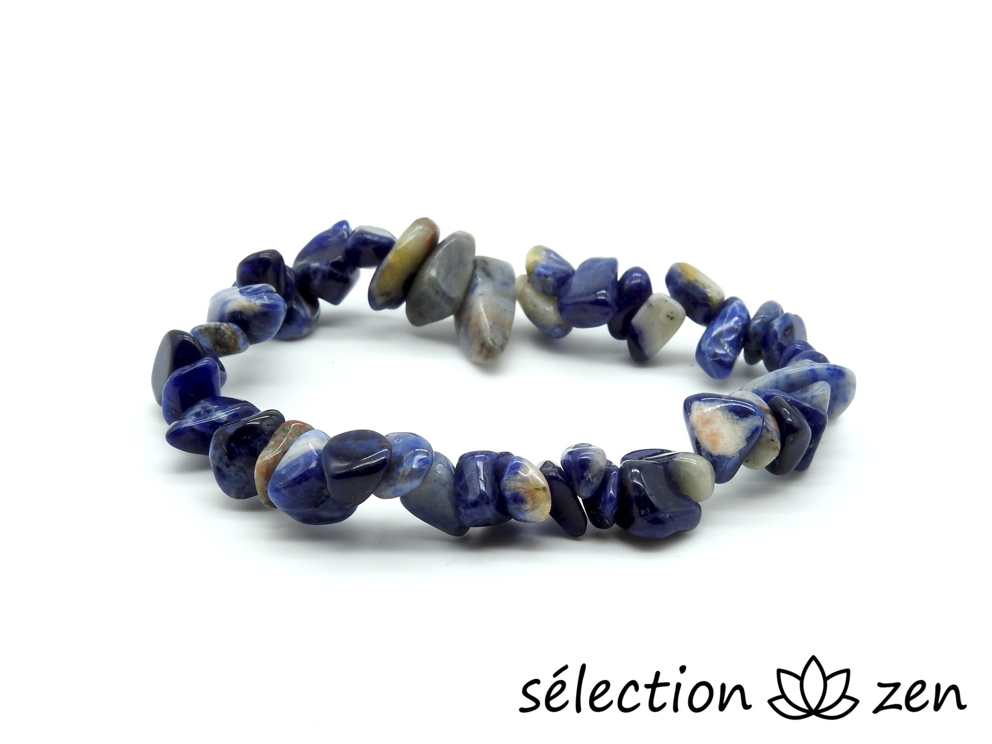 selection-zen bracelet pierres irrégulières 16cm sodalite