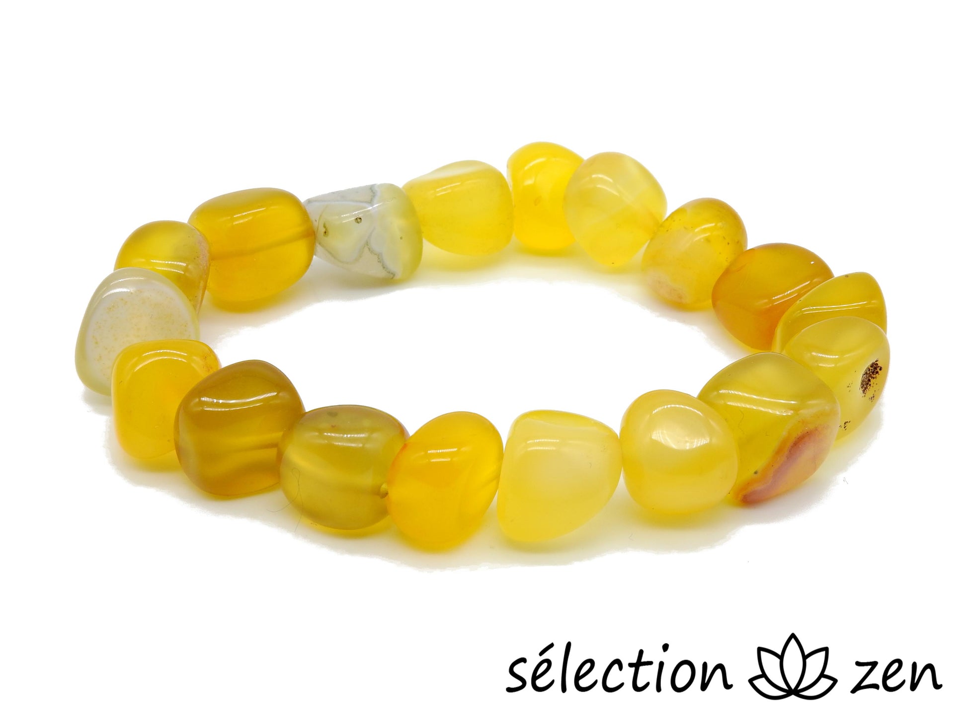 bracelet agate jaune 10mm pierres roulées selection-zen