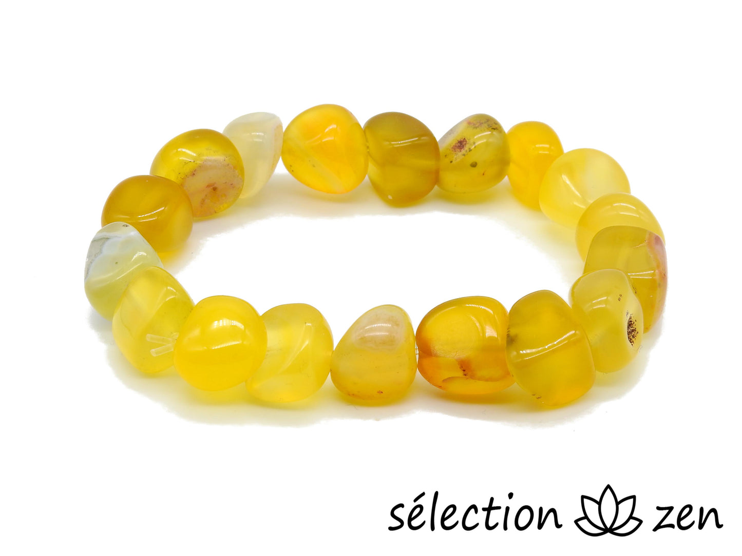 selection zen bracelet agate jaune 10mm pierres roulées