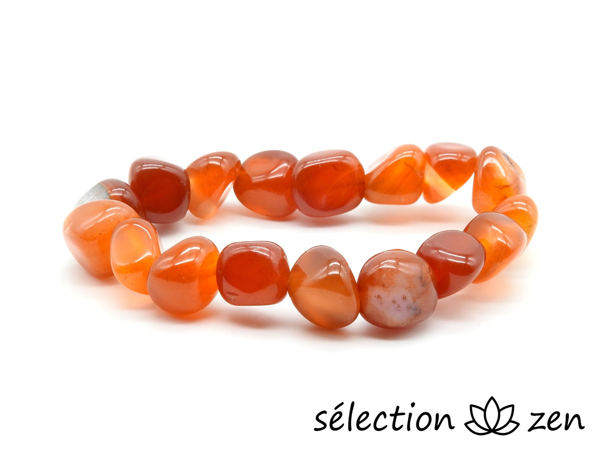 selection-zen bracelet pierres roulées 10mm agate rouge 17cm 