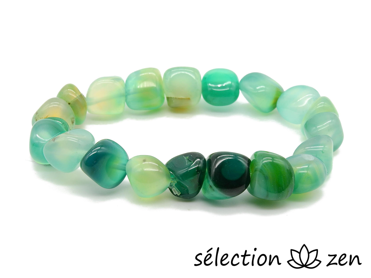 selection zen bracelet agate vert clair pierres roulées 10mm