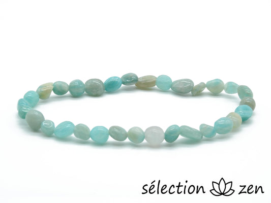 bracelet pierres irrégulières amazonite 6mm 19cm selection-zen