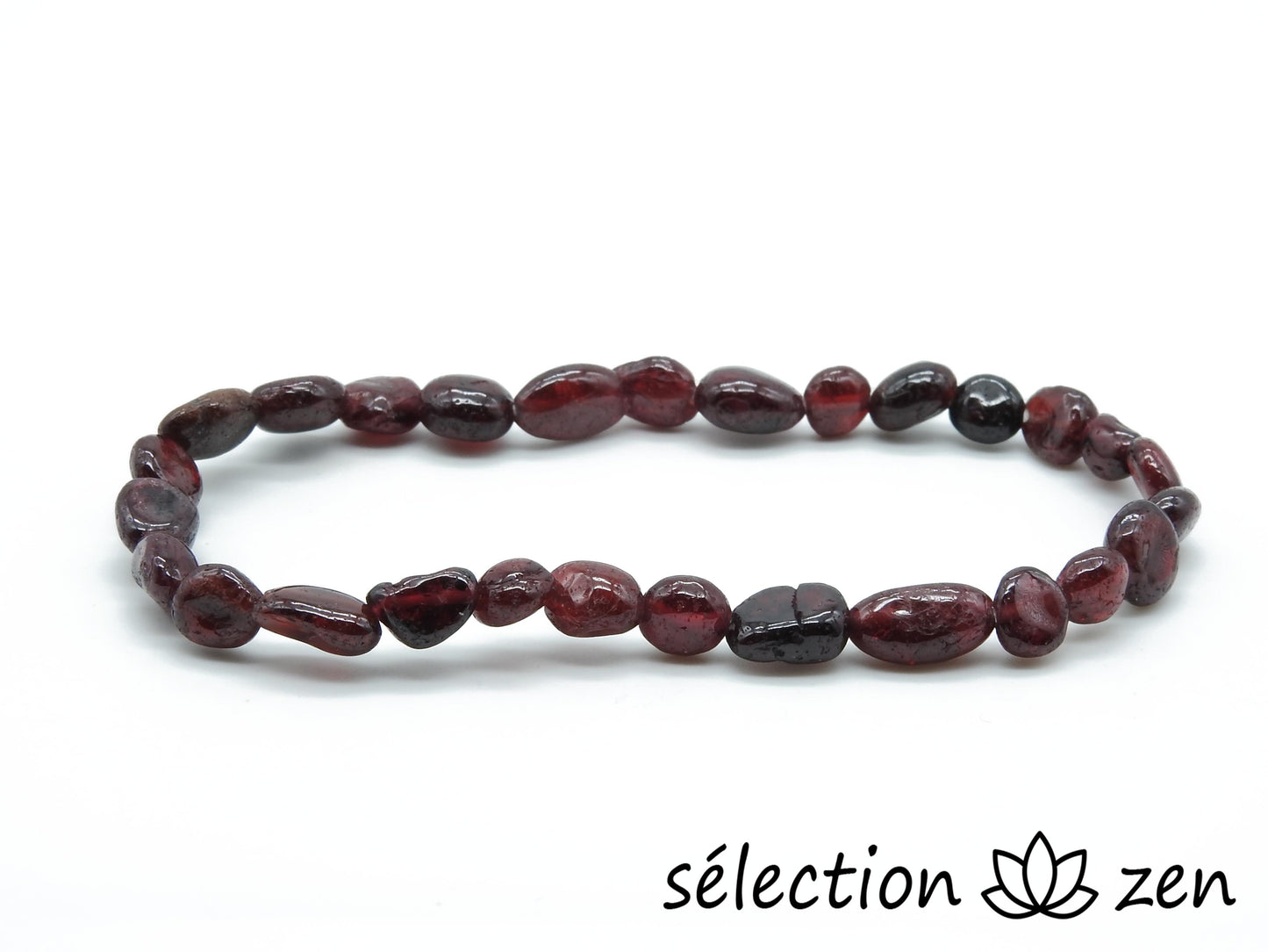 bracelet pierres roulées grenat 6mm 18cm selection zen