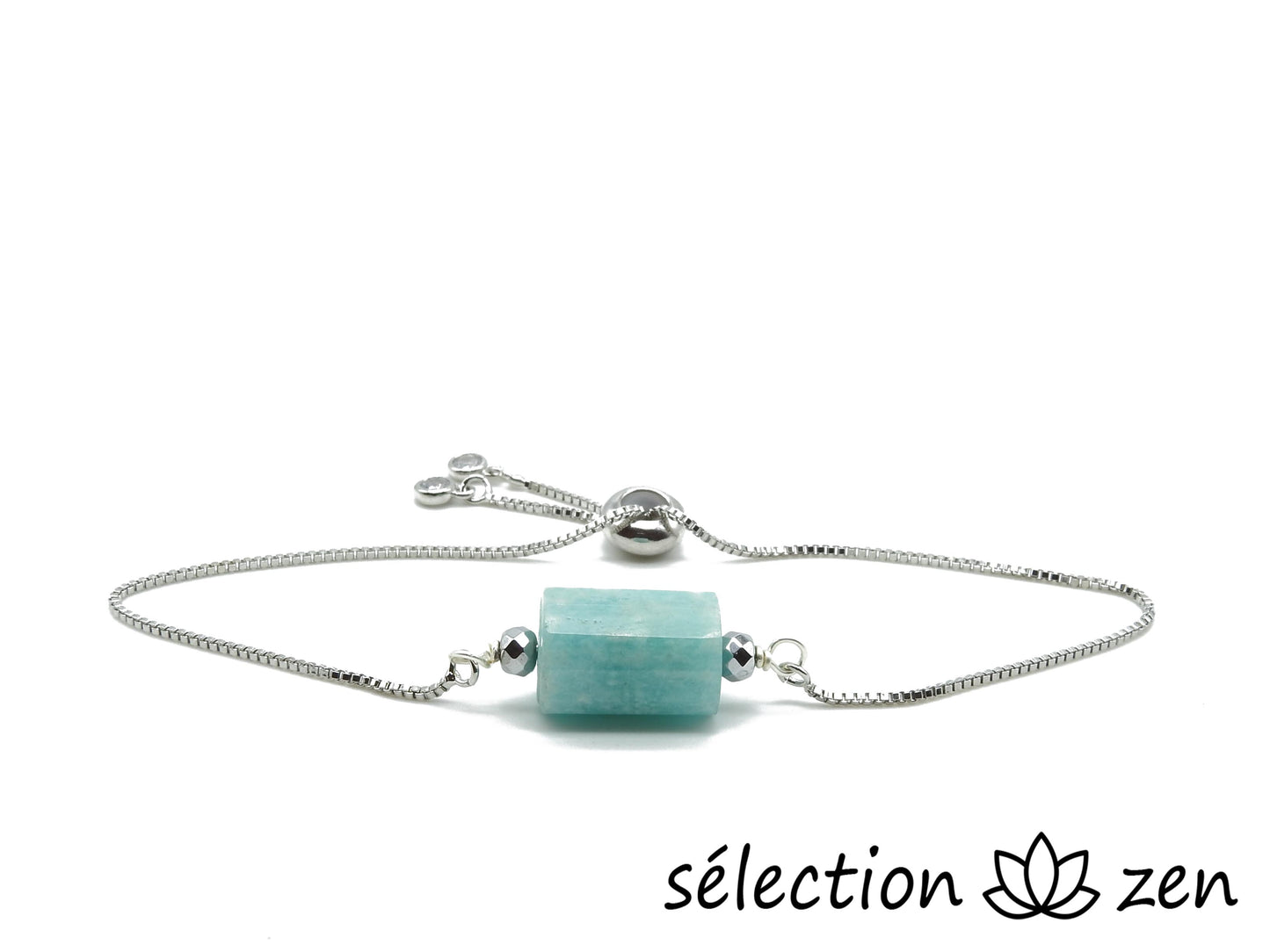 bracelet réglable argenté amazonite selection-zen