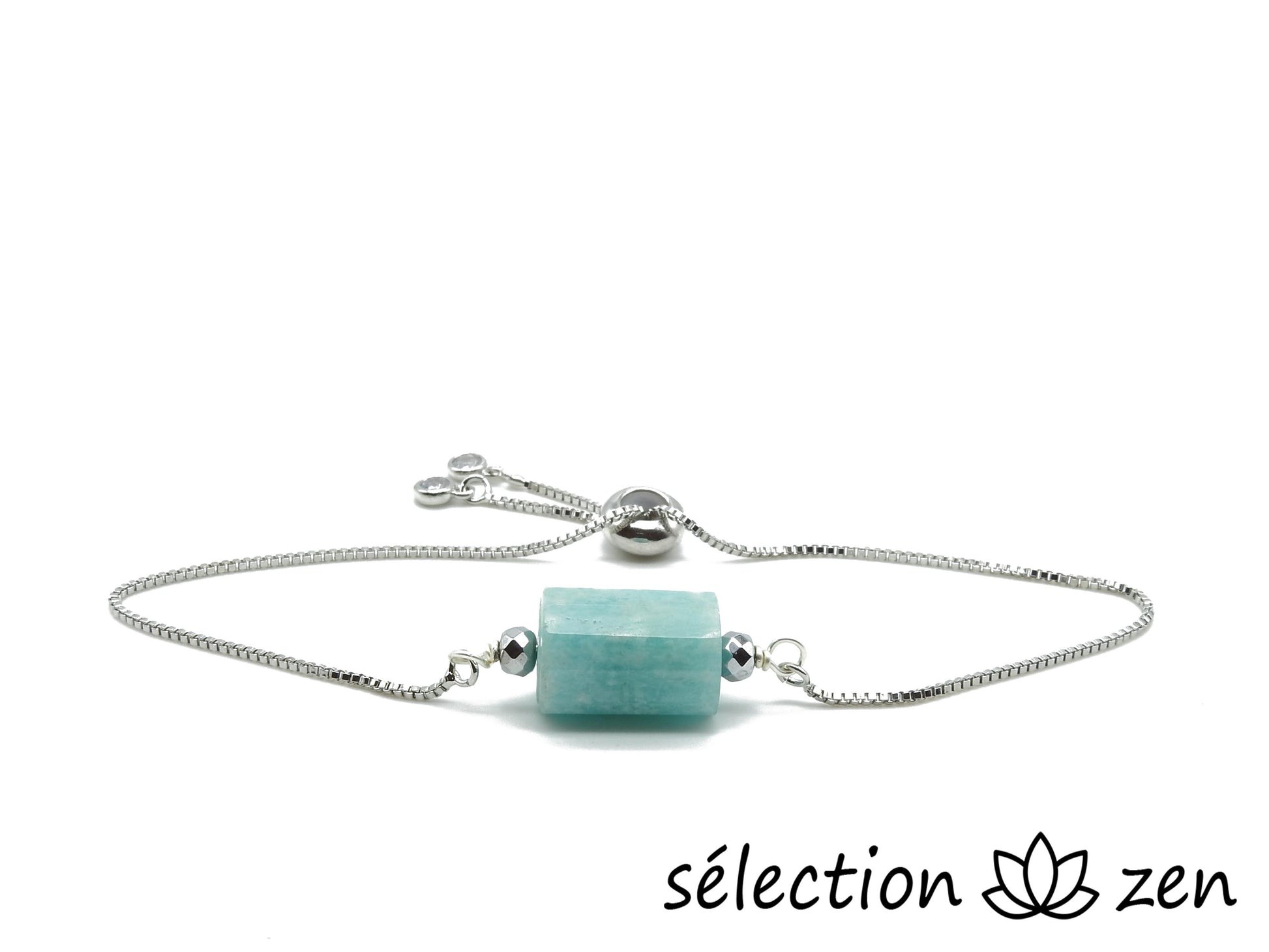 bracelet réglable argenté amazonite selection-zen