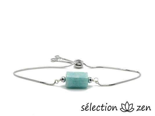 bracelet réglable argenté amazonite selection-zen