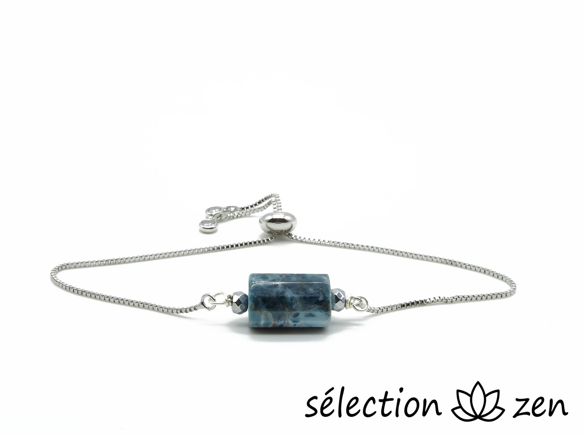 selection-zen bracelet réglable argenté apatite 