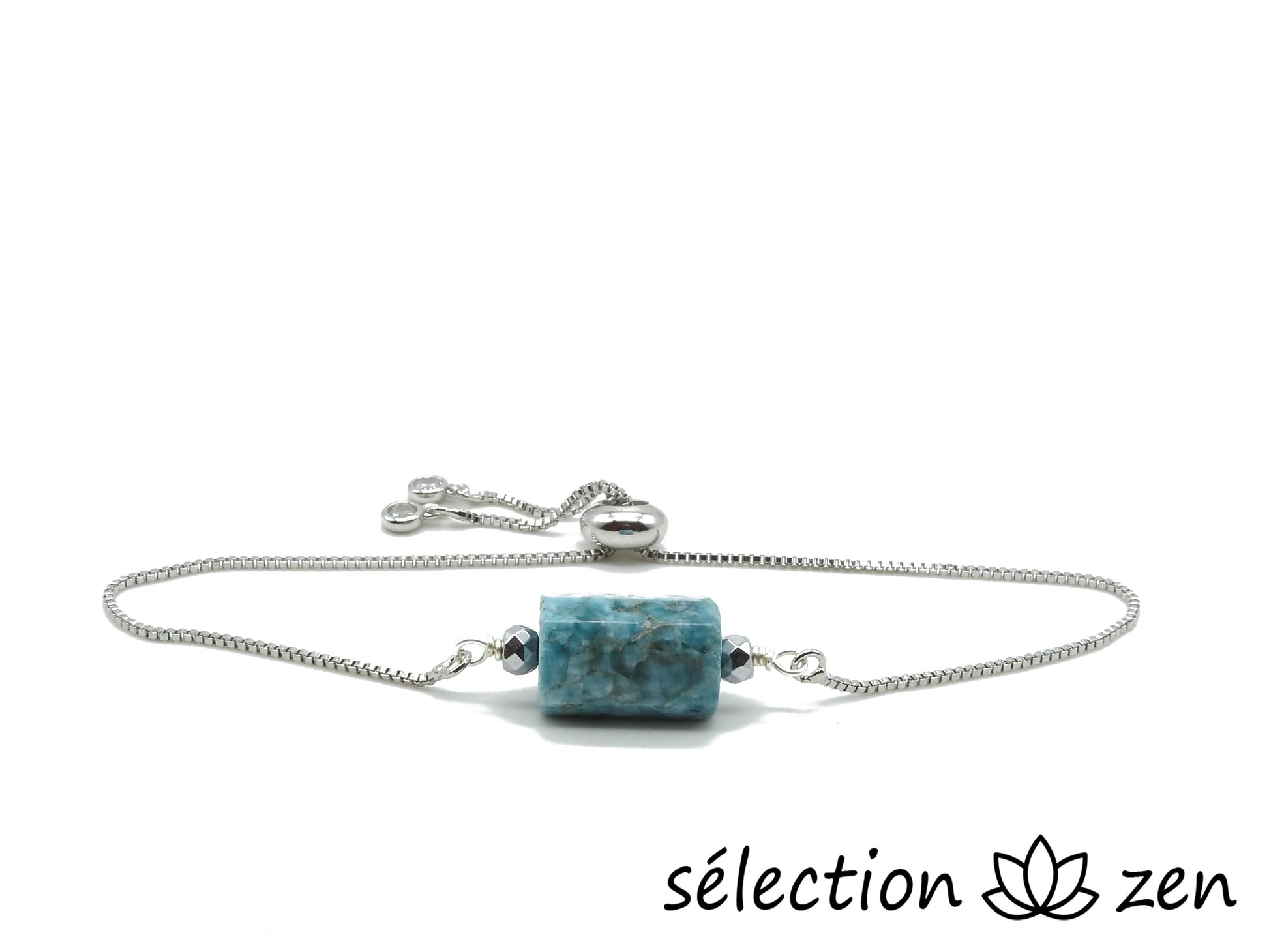 bracelet apatite réglable argenté selection zen