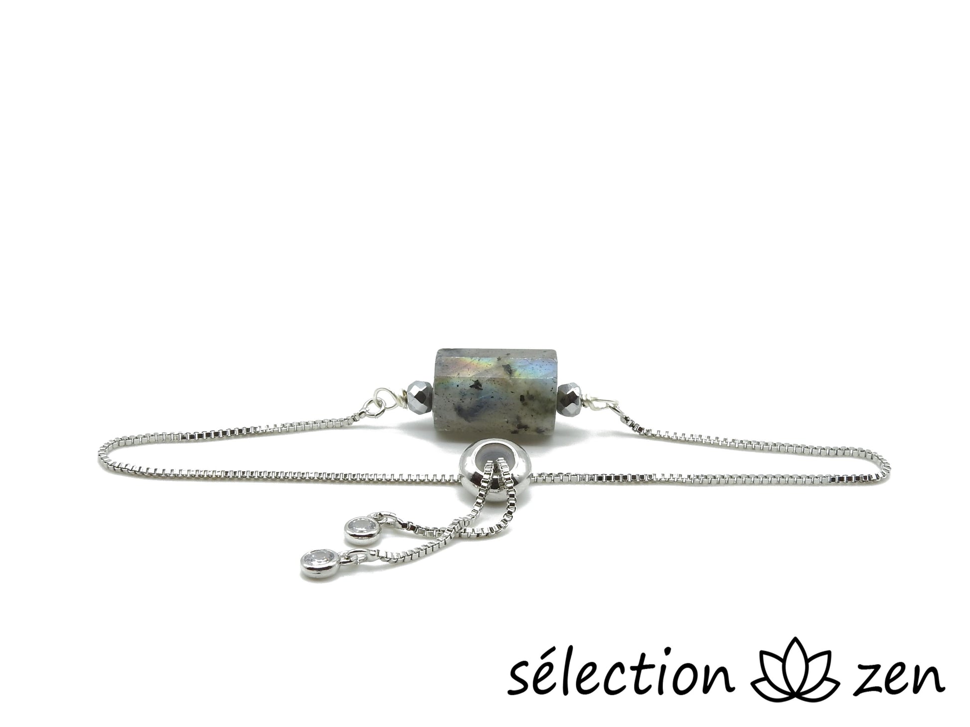 bracelet réglable argenté labradorite selection-zen