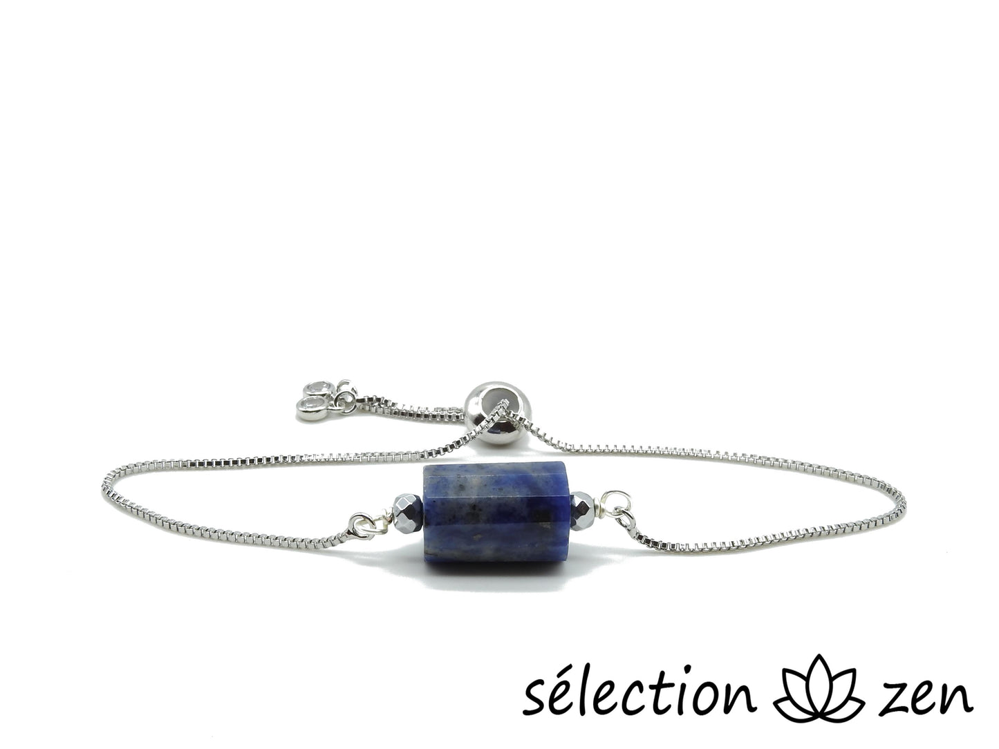 bracelet réglable argenté sodalite selection zen