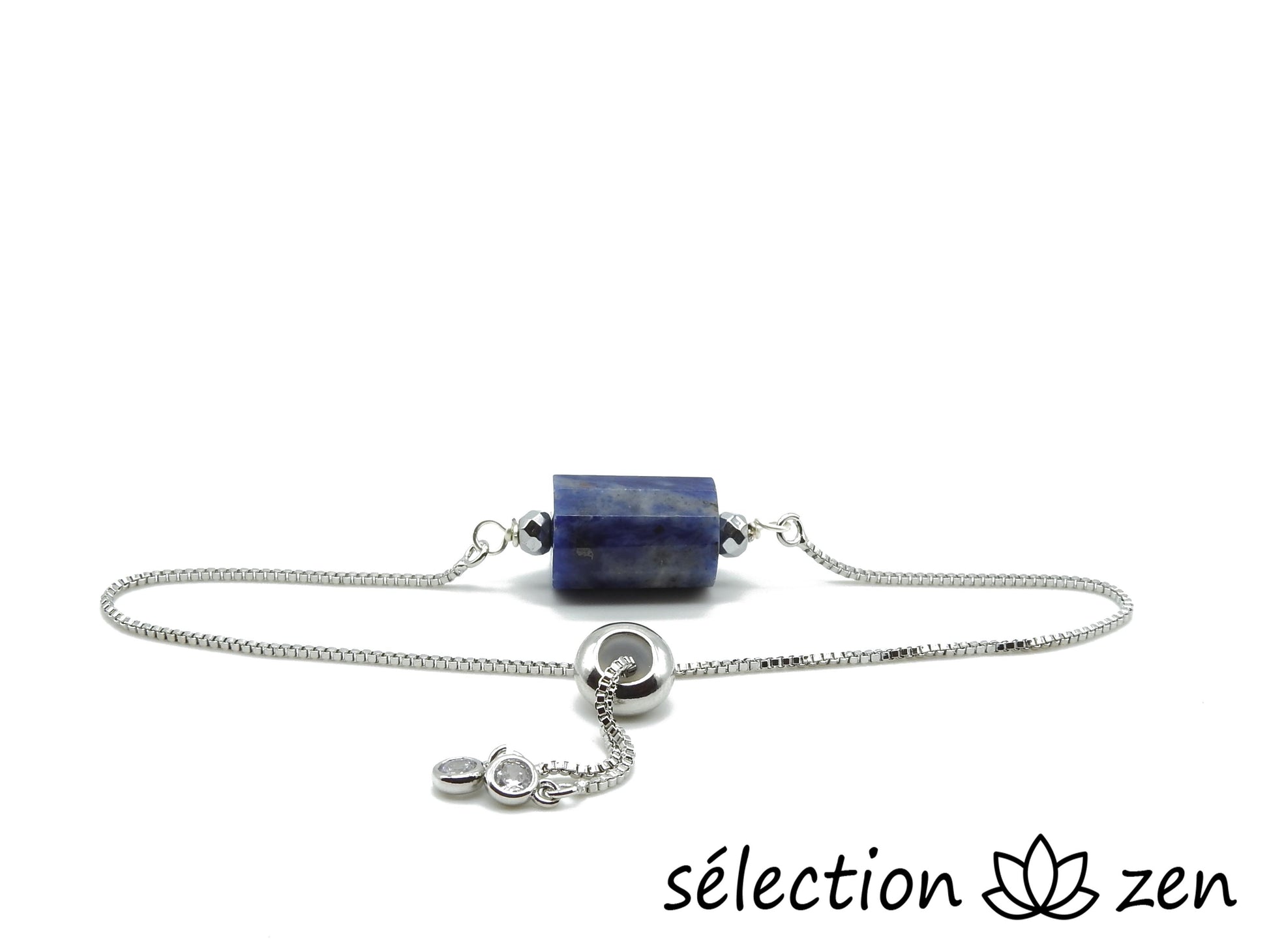 selection zen bracelet réglable argenté sodalite