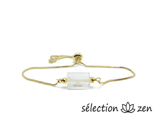 bracelet réglable doré cristal de roche selection zen