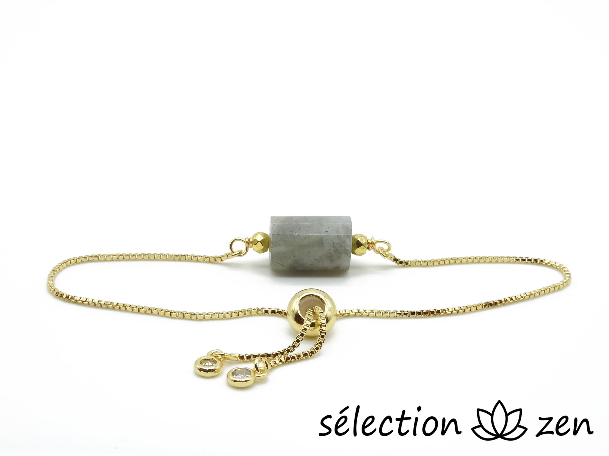 selection-zen bracelet réglable chaîne dorée labradorite