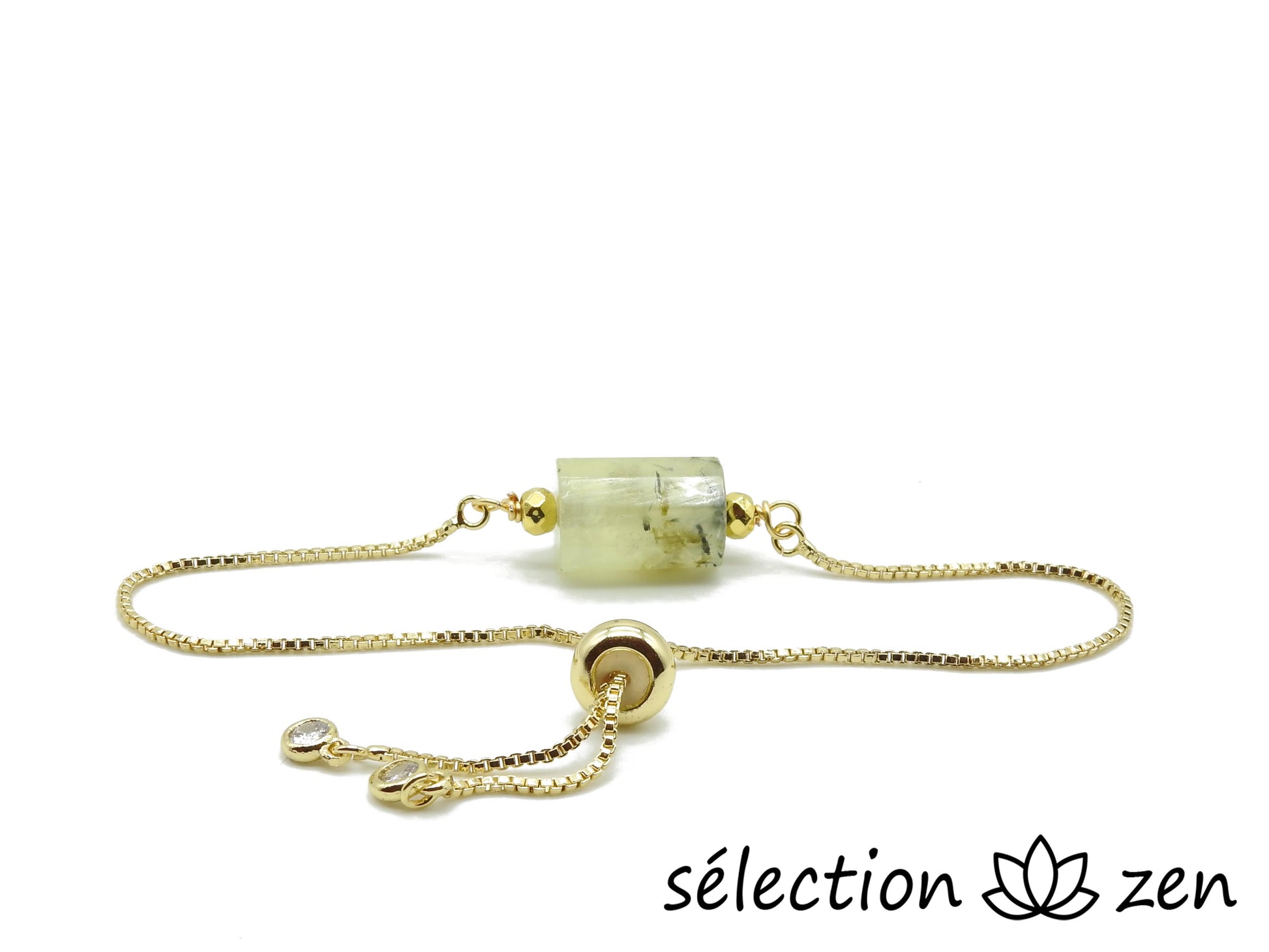 selection zen bracelet réglable doré prehnite