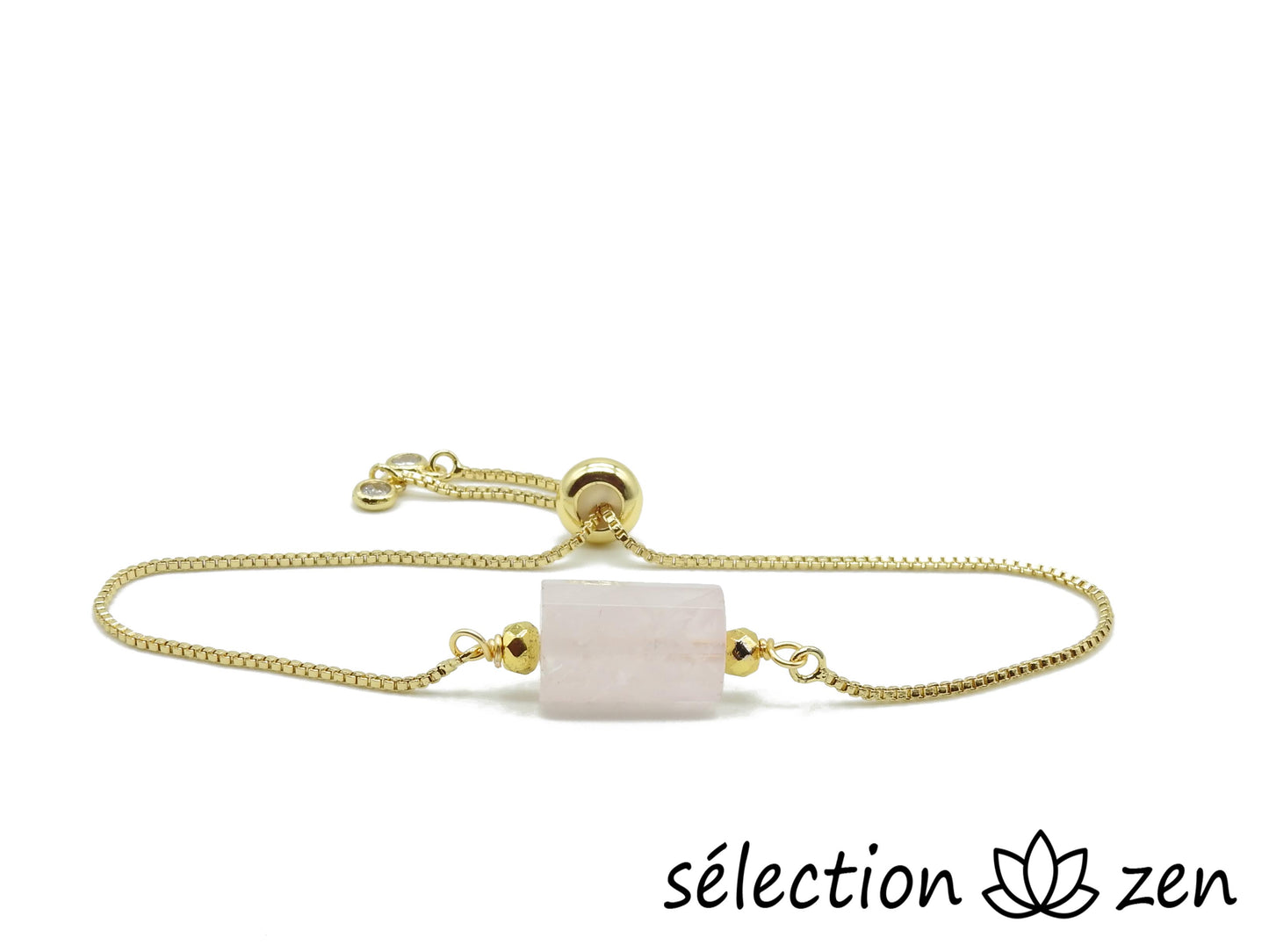 selection-zen bracelet réglable doré quartz rose