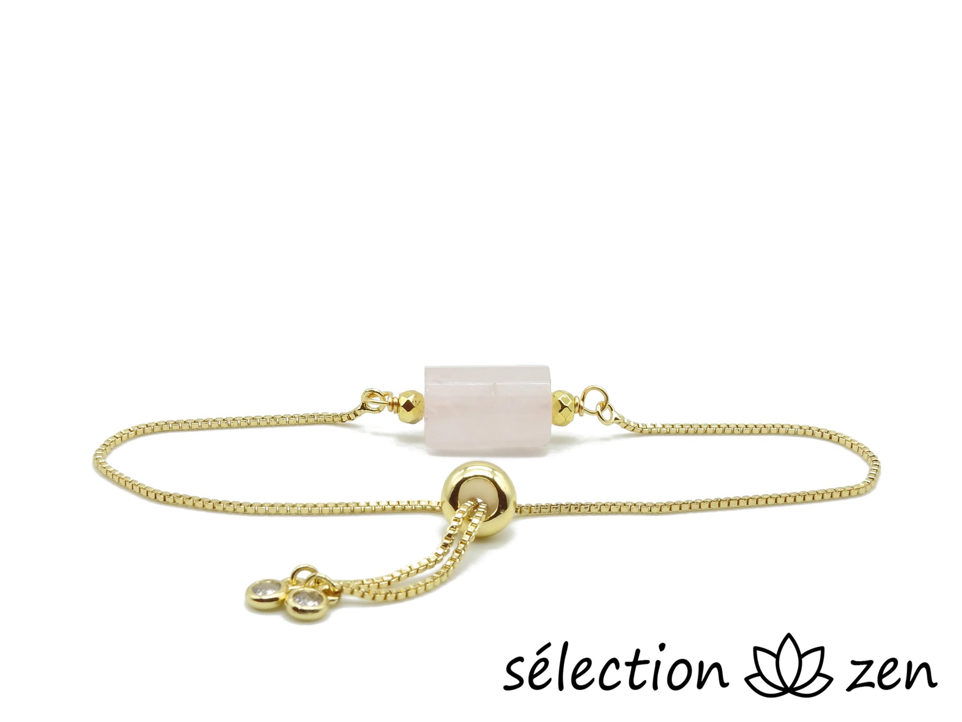 quartz rose bracelet réglable doré selection zen