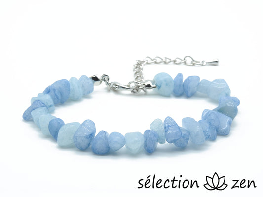 bracelet réglable argenté aigue marine pierres irrégulières selection-zen