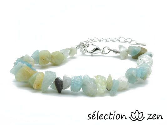 bracelet amazonite réglable argenté pierres irrégulières selection zen