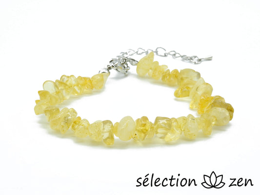 bracelet citrine réglable argenté pierres irrégulières selection-zen