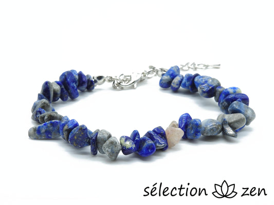 bracelet réglable argenté lapis lazuli pierres irrégulières selection zen