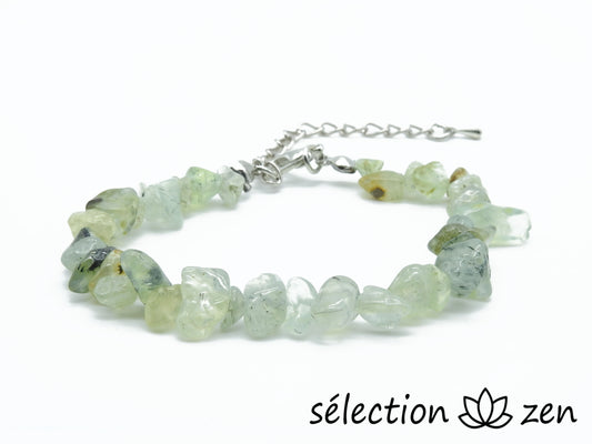 bracelet prehnite réglable argenté pierres irrégulières selection zen