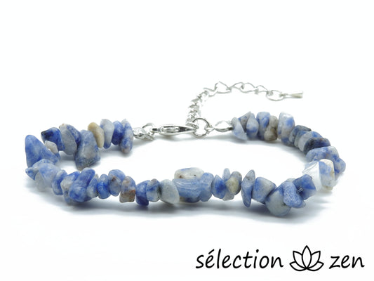 selection zen bracelet réglable argenté sodalite pierres irrégulières