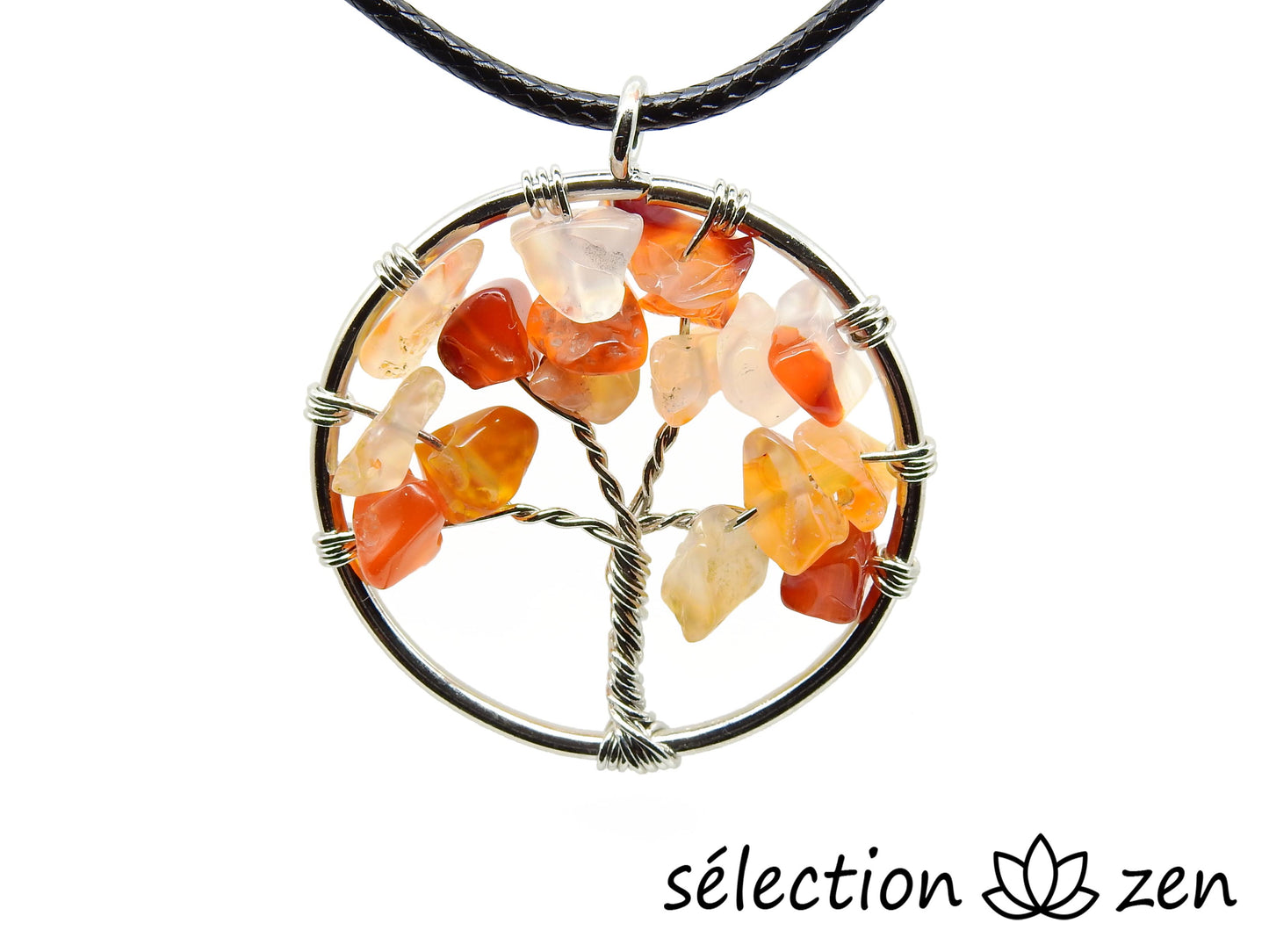 collier arbre de vie agate rouge 3cm selection-zen