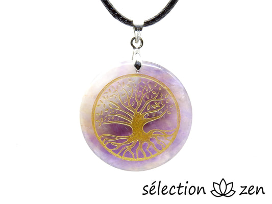 collier améthyste arbre de vie doré selection zen