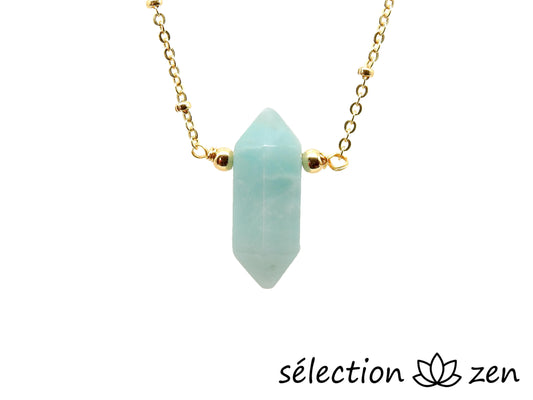 collier doré double pointe amazonite selection-zen