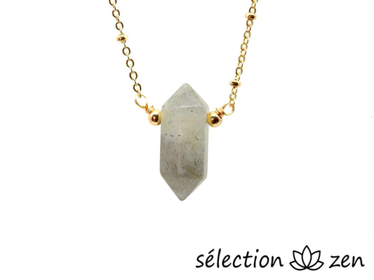 collier doré double pointe labradorite selection-zen