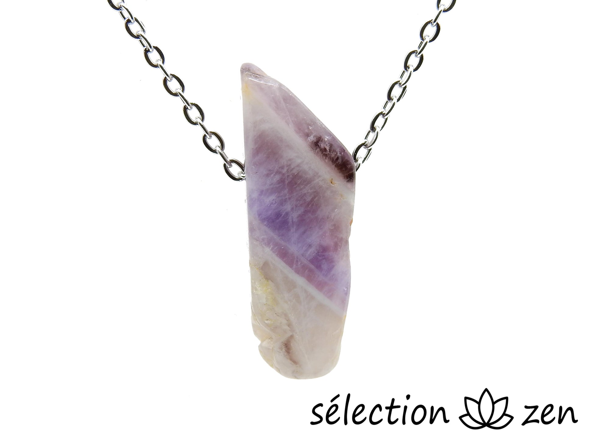 selection zen améthyste collier pierre sur chaine argentée