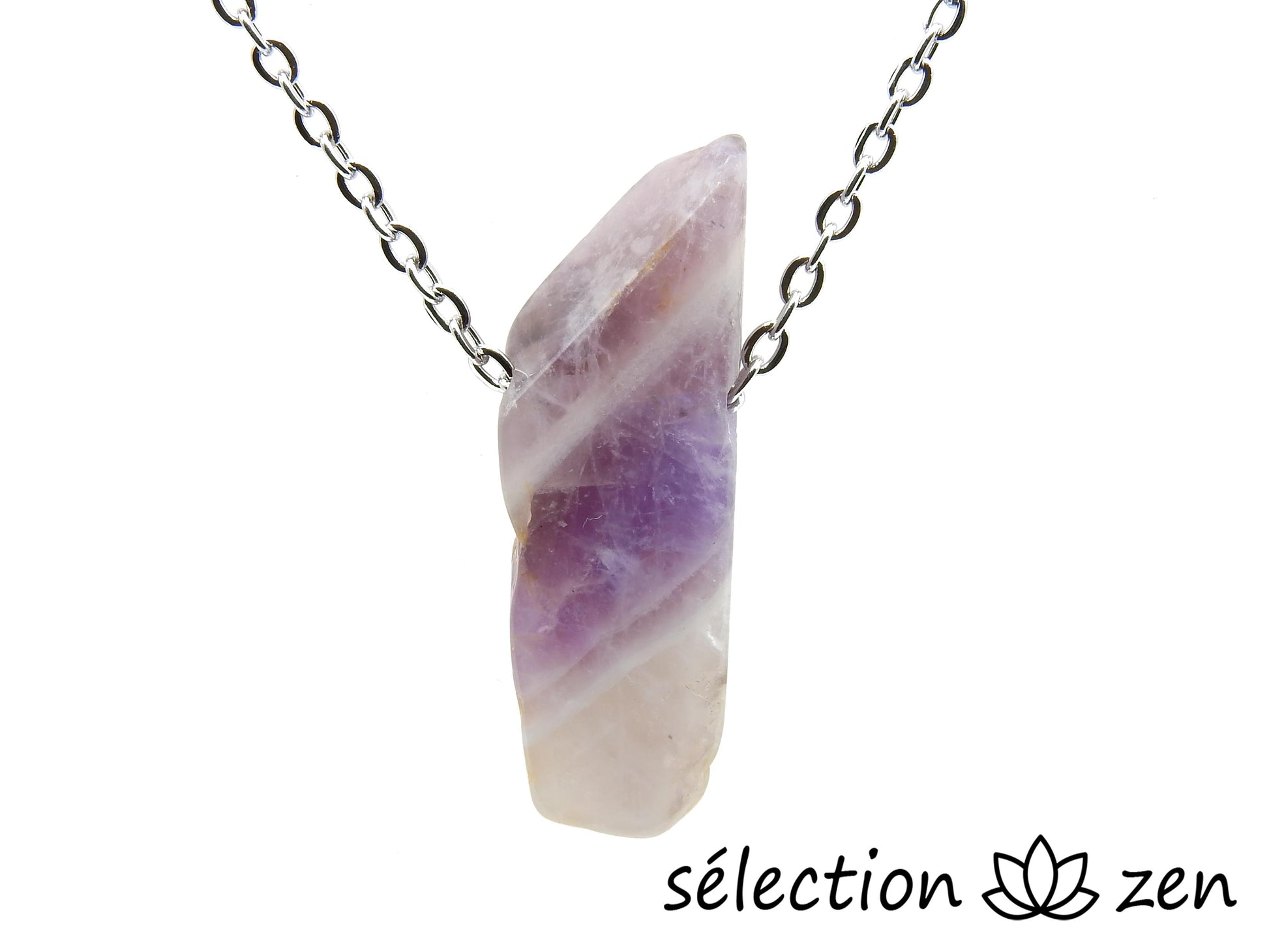 collier pierre sur chaîne argentée améthyste selection-zen