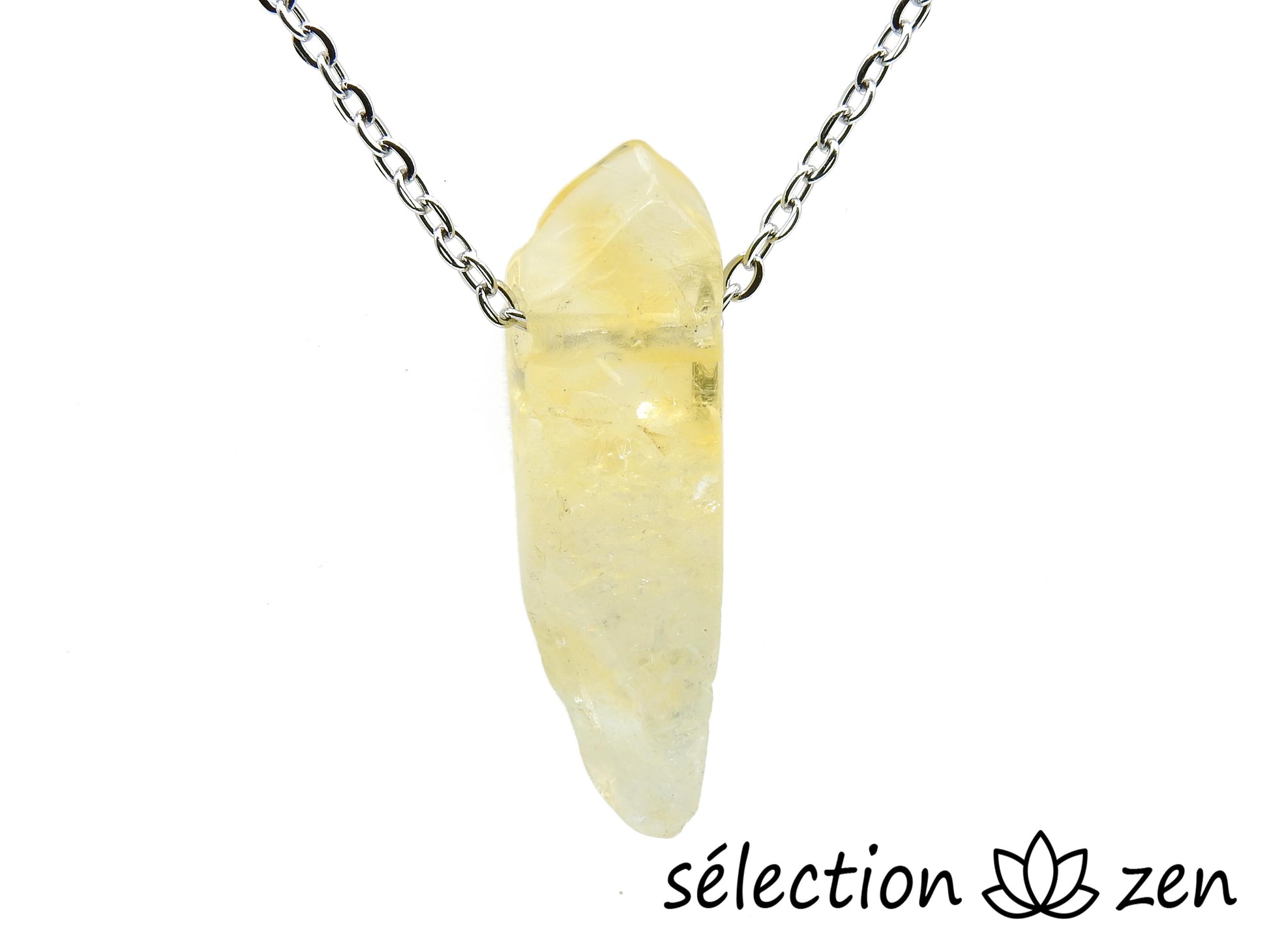 selection zen citrine collier pierre sur chaîne argentée