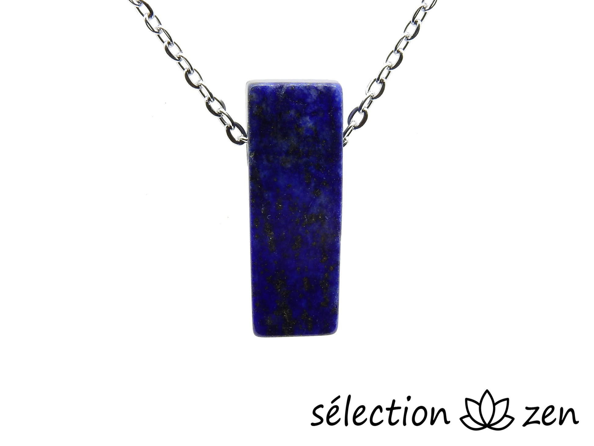 collier pierre sur chaîne argentée lapis lazuli selection-zen