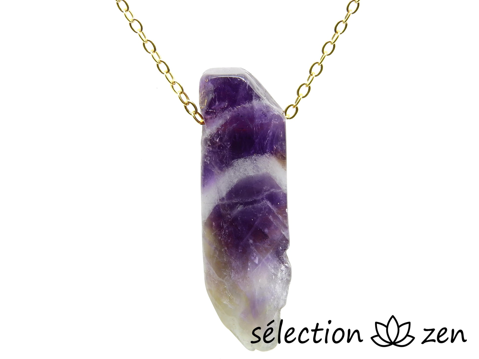 collier pierre sur chaîne dorée améthyste selection-zen