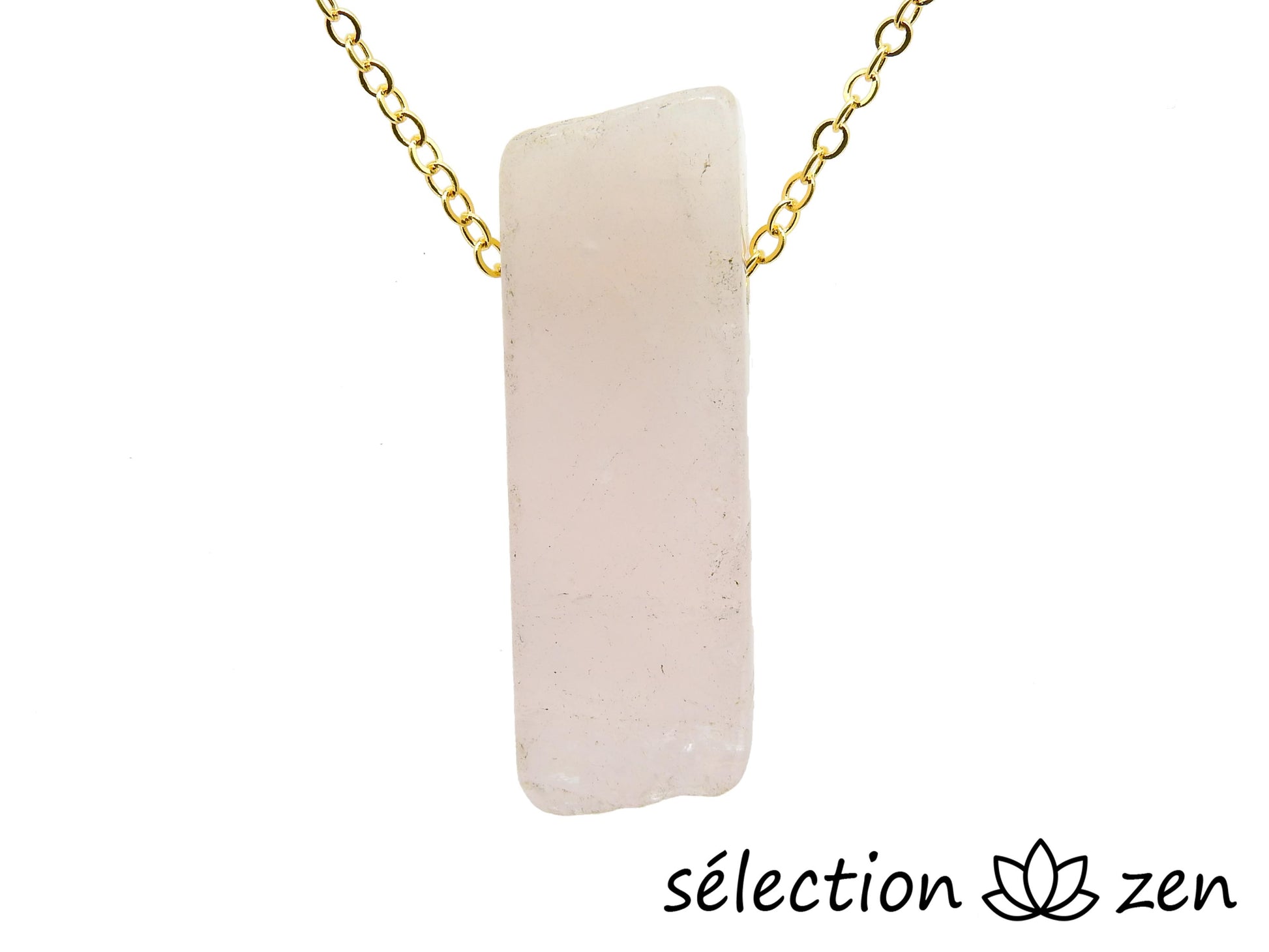 collier pierre sur chaine quartz rose selection-zen