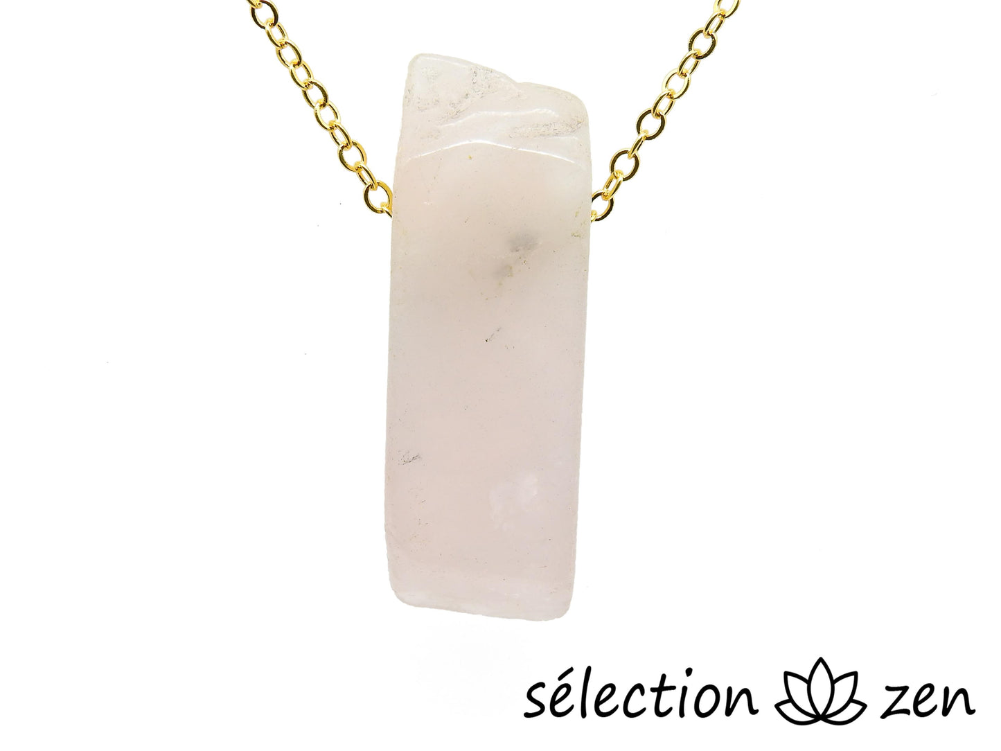 selection zen collier pierre sur chaîne quartz rose