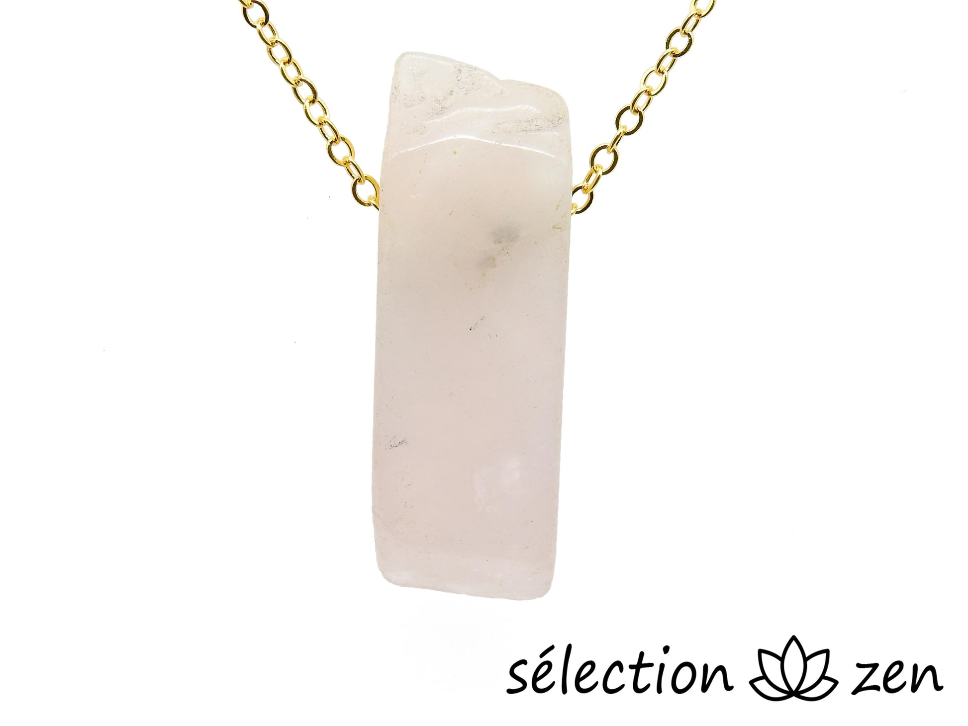 selection zen collier pierre sur chaîne quartz rose