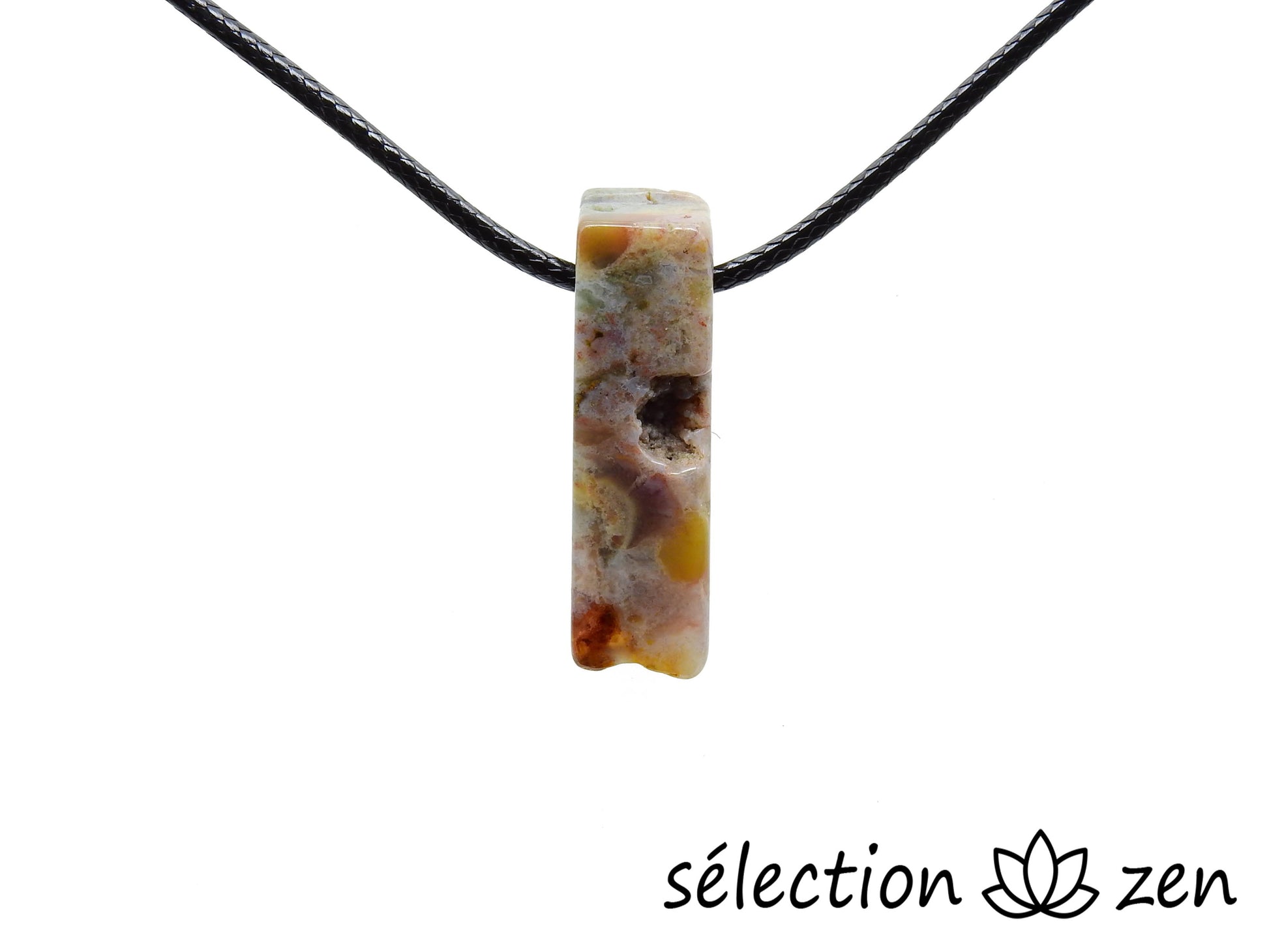 collier agate indienne pierre sur cordon selection-zen