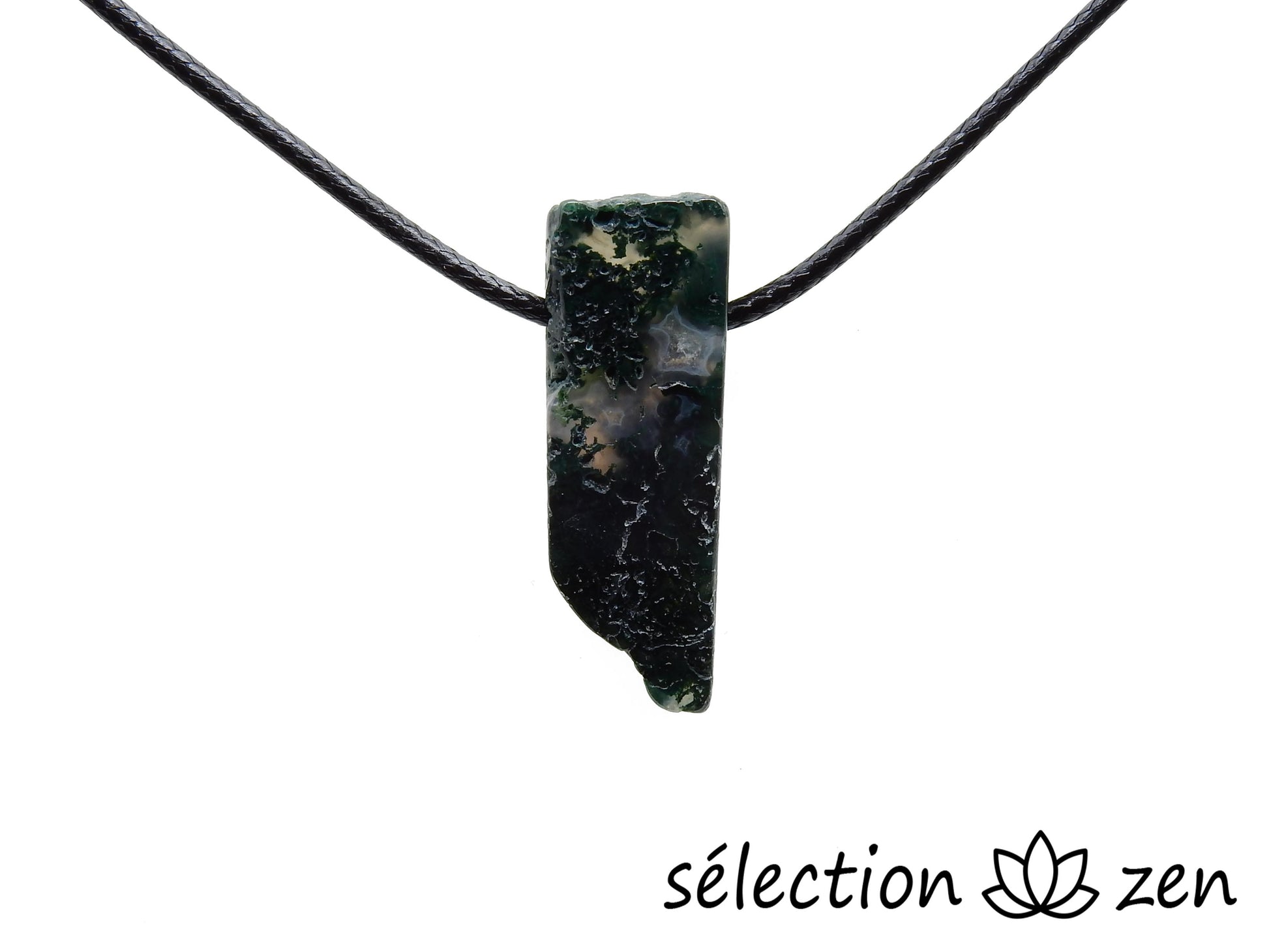 collier pierre sur cordon agate mousse selection-zen